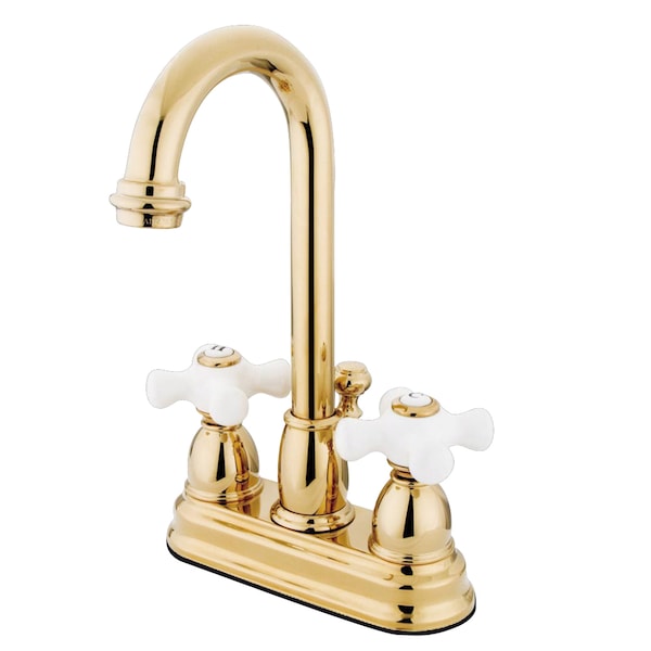 4" Centerset Bathroom Faucet, Polished Brass